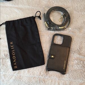 Mila MagSafe Charging Crossbody Bandolier, Black/Gold for iPhone 14 Pro Max